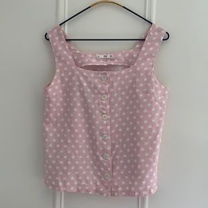 Mango Pink Polka Dot Button Down Tank